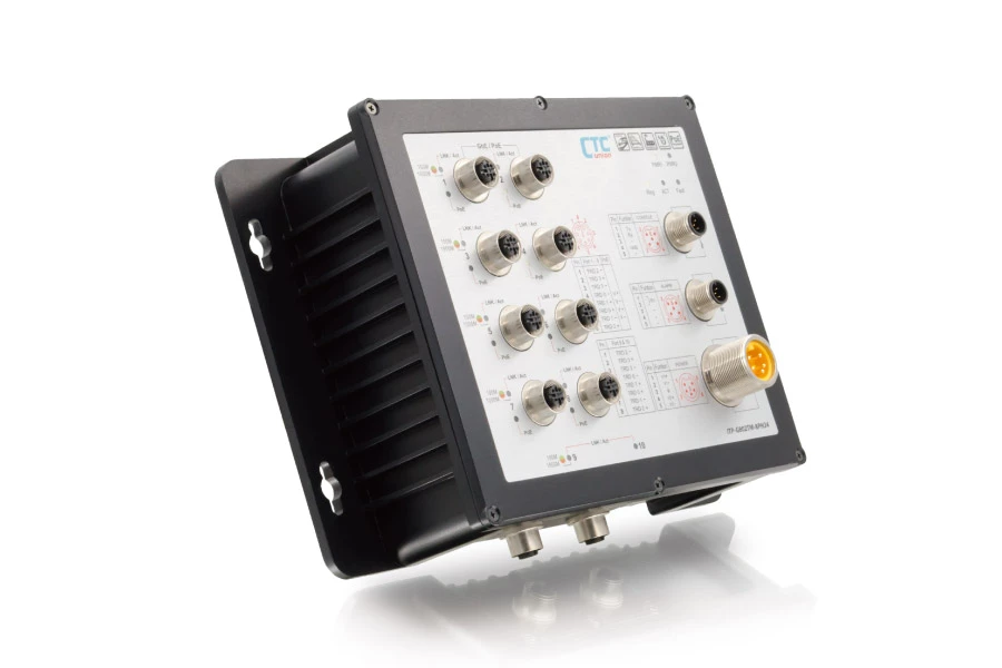 Промисловий керований EN50155 Ethernet комутатор 8x GbE M12 з PoE 180W + 2x 100/1000Base SFP (ITP-G802SM-8PHE24)